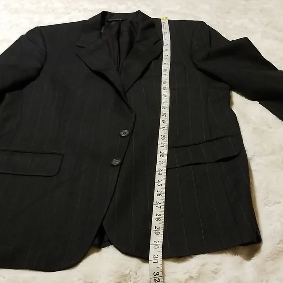Burberry Blazer Jacket Mens 42 Wool Black Striped Vintage